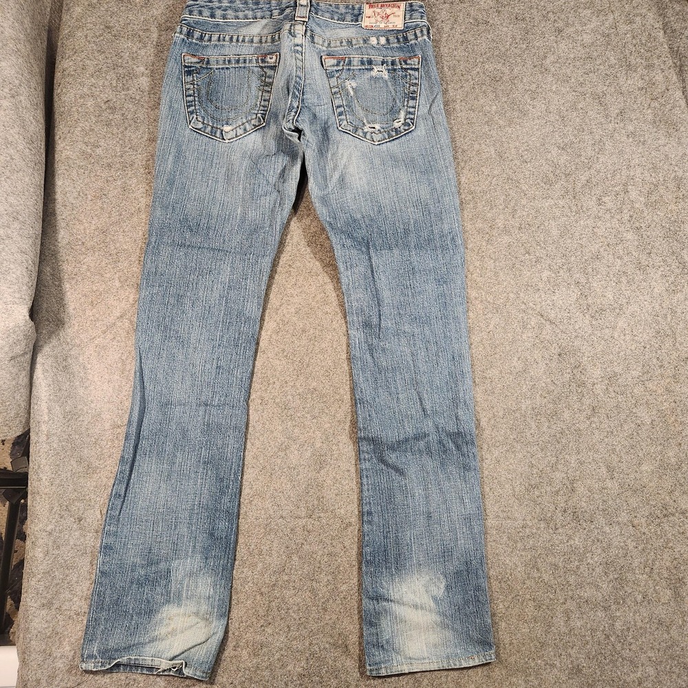 True Religion Jeans Womens 27 Blue Made in‎ USA Big Rig Distressed Y2K Vintage - Picture 10 of 12